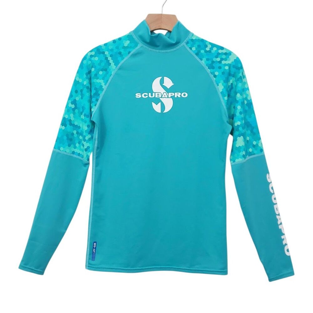 Scubapro Womens Medium Green Rash Guard UPF+50 Long Sleeve Surfing Diving Beach